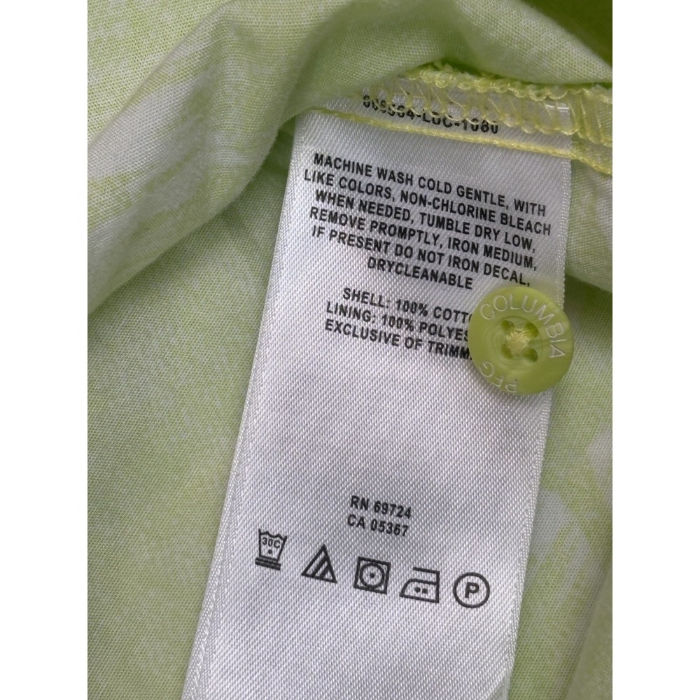 Columbia PFG Shirt Mens Large Lime Green w/Fish Button Up Vented Performance - Picture 7 of 7